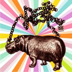 Hot Hippo Necklace Hippopotamus Jungle Jewelry Copper finish